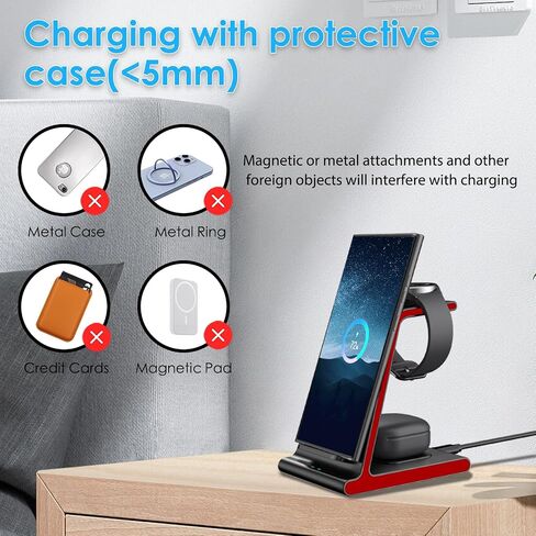 Wireless Charger for Samsung S25 Ultra, Charging Station for Galaxy S25/S25 Edge/S24 Ultra/S24+/S24/S23/Note 20/Z Flip 7/Fold 7, for Galaxy Watch 8/8 Classic/Ultra/7/6, Galaxy Buds 2 Pro (No Adapter) in Kuwait