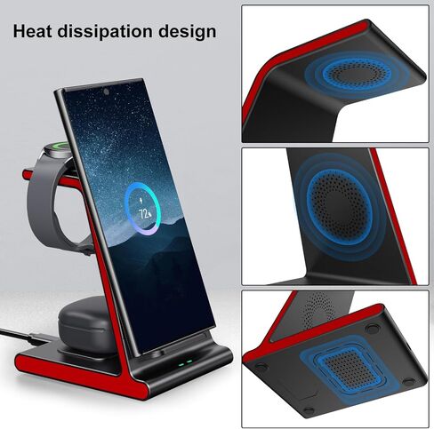 Wireless Charger for Samsung S25 Ultra, Charging Station for Galaxy S25/S25 Edge/S24 Ultra/S24+/S24/S23/Note 20/Z Flip 7/Fold 7, for Galaxy Watch 8/8 Classic/Ultra/7/6, Galaxy Buds 2 Pro (No Adapter) in Kuwait