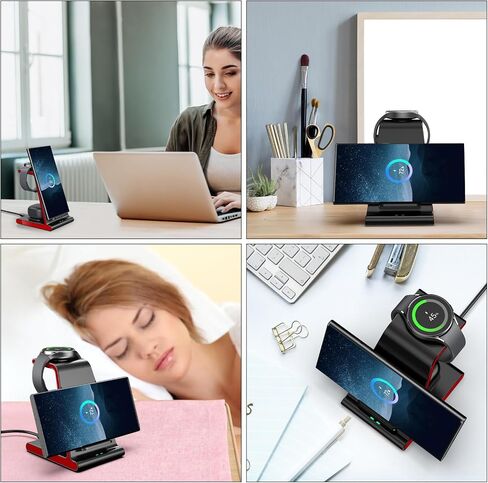 Wireless Charger for Samsung S25 Ultra, Charging Station for Galaxy S25/S25 Edge/S24 Ultra/S24+/S24/S23/Note 20/Z Flip 7/Fold 7, for Galaxy Watch 8/8 Classic/Ultra/7/6, Galaxy Buds 2 Pro (No Adapter) in Kuwait