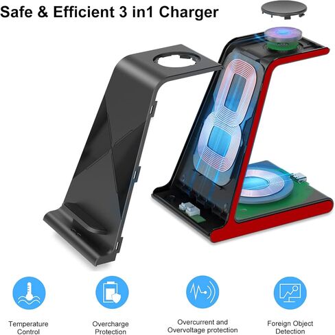 Wireless Charger for Samsung S25 Ultra, Charging Station for Galaxy S25/S25 Edge/S24 Ultra/S24+/S24/S23/Note 20/Z Flip 7/Fold 7, for Galaxy Watch 8/8 Classic/Ultra/7/6, Galaxy Buds 2 Pro (No Adapter) in Kuwait