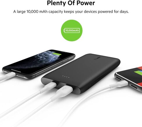 بنك طاقة Belkin USB-C PD 10K (شاحن محمول سريع الشحن مع منافذ USB-C + منافذ USB، سعة 10000 مللي أمبير في الساعة) حزمة بطارية لهاتف Galaxy وPixel وiPhone المزيد in Kuwait