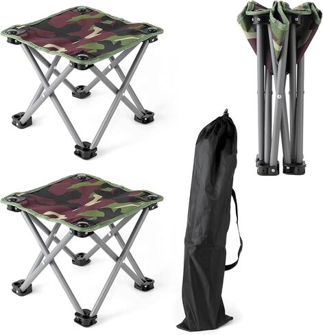 Portable Folding Stool, 2 Packs Lightweight Folding Camping Stool Army Green Outdoor Folding Chair for Hunting Hiking Fishing Walking BBQ and Beach in Kuwait