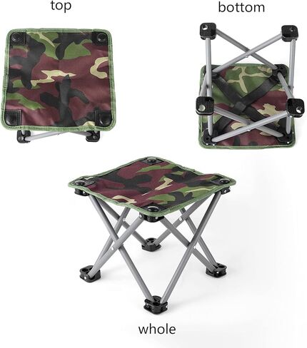 Portable Folding Stool, 2 Packs Lightweight Folding Camping Stool Army Green Outdoor Folding Chair for Hunting Hiking Fishing Walking BBQ and Beach in Kuwait