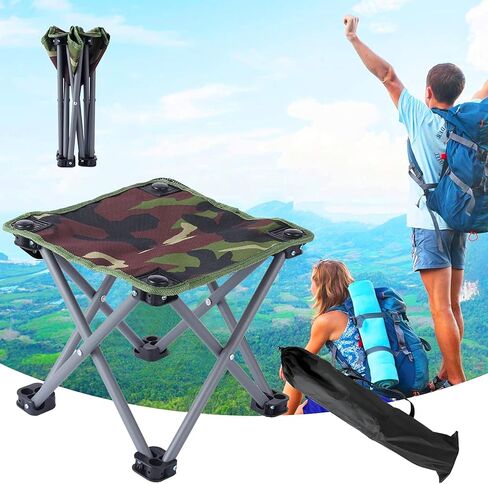 Portable Folding Stool, 2 Packs Lightweight Folding Camping Stool Army Green Outdoor Folding Chair for Hunting Hiking Fishing Walking BBQ and Beach in Kuwait