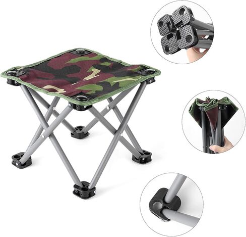 Portable Folding Stool, 2 Packs Lightweight Folding Camping Stool Army Green Outdoor Folding Chair for Hunting Hiking Fishing Walking BBQ and Beach in Kuwait