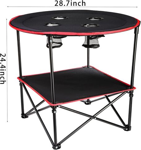 طاولة تخييم محمولة من SOUJOY، طاولة نزهة قابلة للطي، طاولات شاطئ للسفر مقاومة للماء من القماش مع 4 حامل أكواب للشواء في الهواء الطلق وصيد الأسماك ونيران المخيمات والتخييم in Kuwait