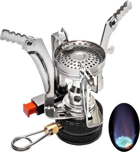 Backpacking Stove Portable Camping Stove Hiking Stove Backpack Stove With Piezoignition Support Wind-Resistance For Outdoor cooking tongs (ORANGE) in Saudi Arabia