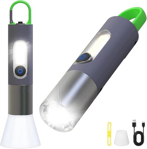 2 حزمة مصباح يدوي LED قابل لإعادة الشحن، USB C 1000 لومن عالي مصباح يدوي LED صغير فائق السطوع، مصابيح فلاش تكتيكية LED مع 4 أوضاع إضاءة للمنزل والتخييم ومصباح الطوارئ in Kuwait