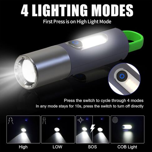 2 حزمة مصباح يدوي LED قابل لإعادة الشحن، USB C 1000 لومن عالي مصباح يدوي LED صغير فائق السطوع، مصابيح فلاش تكتيكية LED مع 4 أوضاع إضاءة للمنزل والتخييم ومصباح الطوارئ in Kuwait