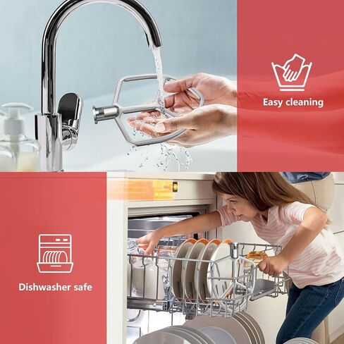 مضرب مسطح من الفولاذ المقاوم للصدأ 4.5-5QT لخلاط حامل كيتشن ايد، ملحقات ملحقات مجداف مساعدة المطبخ/بدون طلاء/استبدال آمن لغسالة الأطباق لـ K45 K45SS KN15E1X KSM75 ونماذج أخرى in Kuwait