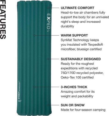 Exped Dura 8R | Abrasion Resistant | Insulated and Comfortable | -40 Degree Sleeping Pad, Charcoal, Medium Wide in Kuwait