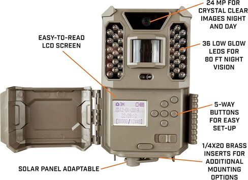 مجموعة كاميرا Bushnell من Primos Prime Trail بدقة 24 ميجابكسل LowGlow مع نطاق ليلي 80 بوصة باللون البني 119932CB in Kuwait