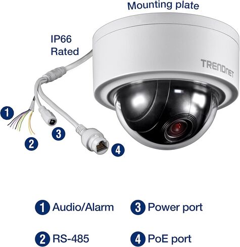 TRENDnet Indoor/Outdoor 3MP Motorized PTZ Dome Network Camera, 4x Optical Zoom, 16x Digital Zoom, Autofocus, IP66 Housing, Free iOS and Android mobile apps, ONVIF Profile S, TV-IP420P in Saudi Arabia