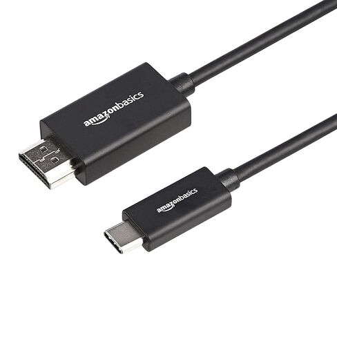 Amazon Basics Premium Aluminum USB-C (Source) to HDMI (Display) Cable Adapter (Thunderbolt 3 Compatible) 4K@60Hz, 3-Foot, Black in Saudi Arabia