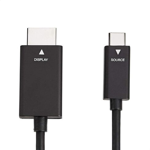 Amazon Basics Premium Aluminum USB-C (Source) to HDMI (Display) Cable Adapter (Thunderbolt 3 Compatible) 4K@60Hz, 3-Foot, Black in Saudi Arabia