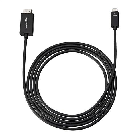 Amazon Basics Premium Aluminum USB-C (Source) to HDMI (Display) Cable Adapter (Thunderbolt 3 Compatible) 4K@60Hz, 3-Foot, Black in Saudi Arabia