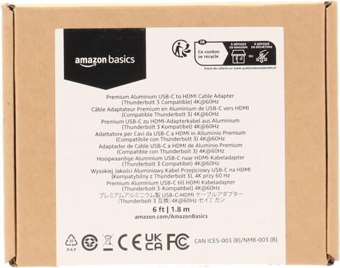 Amazon Basics Premium Aluminum USB-C (Source) to HDMI (Display) Cable Adapter (Thunderbolt 3 Compatible) 4K@60Hz, 3-Foot, Black in Saudi Arabia