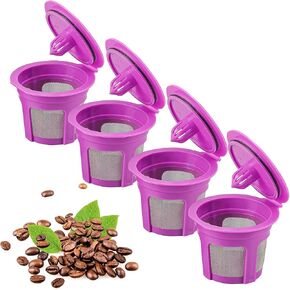 Reusable K Cup Coffee Pods 4 Pack with 600 Count Disposable Coffee Paper Filters,Compatible with Keurig Brewer Single Serve1.0 & 2.0