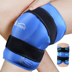Atsuwell 20'' XXL Knee Ice Pack Wrap Around Entire Knee After Surgery, Extra Large Gel Ice Pack for Knee Replacement Surgery, Injuries, Swelling, Knee Cold Pack Wrap with Soft Plush Backing, 1 Pack