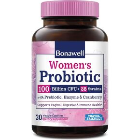 Bonawell Probiotics 120 Billion CFU 32 Strains with Prebiotics, Digestive Enzymes for Gut Health, 3-in-1 Daily Probiotic, Shelf-Stable, Delayed-Release, 30 Veggie Caps