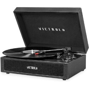 Victrola Parker – 3-Speed Bluetooth Suitcase Turntable with Built-In Stereo Speakers, Aux-In, RCA & Headphone Jack, Wireless Music Streaming (Black) in Kuwait