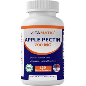 Vitamatic 2 Pack Apple Pectin 700 mg 120 Vegetarian Capsules - Dietary Fiber - Promotes Healthy Intestinal Health*