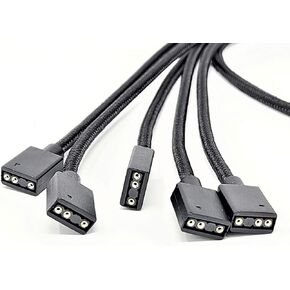 70cm Premium Sleeved 3-Pin 1 to 5 Addressable (ARGB) Splitter Cable (Black, F04-15AS70-BK) in Saudi Arabia