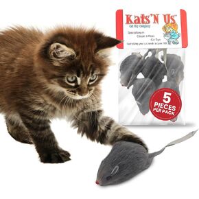 Real Rabbit Fur Mouse Cat Toy - 5 Pak