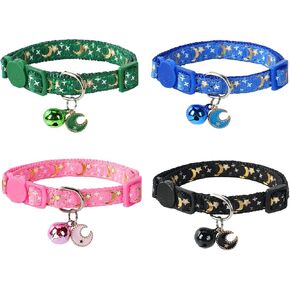 SuperBuddy Cat Collars Breakaway with Bell - 4 Pack Cat Safety Collars for Boys & Girls - Safety Buckle Kitten Collar for Pet Supplies,Stuff,Accessories