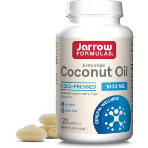 Jarrow Formulas Extra Virgin Organic Coconut Oil - 120 Softgels - Made With Certified Extra Virgin Coconut Oil - 100% Cold-Pressed & Solvent Free - Up to 120 Servings (PACKAGING MAY VARY)