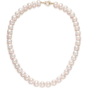 PEARLMES White Freshwater Cultured Pearl Necklace for Women, Real Pearl Strand Necklaces Jewelry for Brides Wedding Gifts