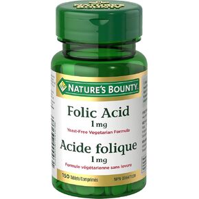 Nature's Bounty Folic Acid 1 mg 150 Tablets (Packaging May Vary)