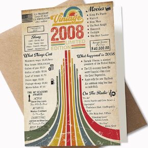 21st Birthday Card, Classy Vintage 2002 Limited Edition, 21st Birthday Gifts for Women Men, 21st Birthday Decorations or Anniversary for Him or Her (5 x 7 Inch Card with Kraft Envelope)