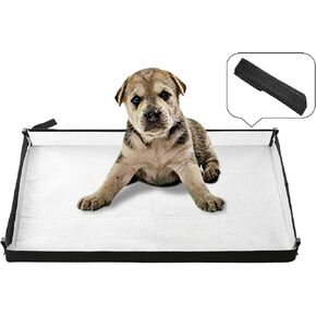 HQ4US Large Dog Pee Pads Holder Tray, Foldable Puppy Pad Holder, 33'' x 23'' Portable Training Pad Holder with Fixing Clips, High Side, Waterproof, Easy to Clean,Indoor Dog Potty
