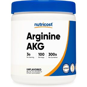 Nutricost Arginine AKG Powder 300 Grams (AAKG) - 3G Per Serving & 100 Servings - Pure Arginine Alpha Ketoglutarate