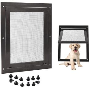 Tongass Easy-to-Install Screen Door Pet Flap - 8" x 9 1/4" Screen Pet Door Suitable for Pets Under 30 Lbs - Impact-Resistant Frame with Secure Dual Sliding Locks - for Porch and Window Screens