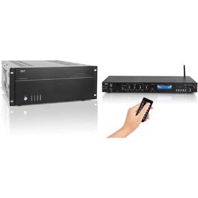 4 Multi-Zone Stereo Amplifier - 19" Rack Mount & Rack Mount Studio Pre-Amplifier - Audio Receiver System w/Digital LCD Display Bluetooth FM Radio Recording Mode Remote Control USB Flash