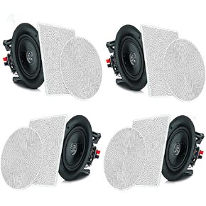 Pyle 6.5" 4 Bluetooth Flush Mount In-wall In-ceiling 2-Way Speaker System Quick Connections Changeable Round/Square Grill Polypropylene Cone & Tweeter Stereo Sound 4 Ch Amplifier 200 Watt - PDICBT266