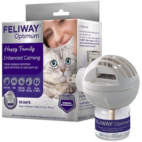 FELIWAY Optimum Cat, Enhanced Calming Pheromone Diffuser, 30 Day Starter Kit (48 mL), Translucent