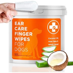ARCA PET Ear Care Finger Wipes for Dogs - Dog Ear Cleansing Finger Wipes – Pet Ear Cleaning Pads- Gently Dissolves Wax, Dirt & Odor- 100 Counts Dog Ear Wipes