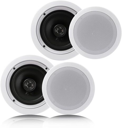 Pyle Pair 6.5" Flush Mount In-wall In-ceiling 2-Way Home Speaker System (PDIC1661RD) White and Pyle Wireless Bluetooth Stereo Power Amplifier in Saudi Arabia