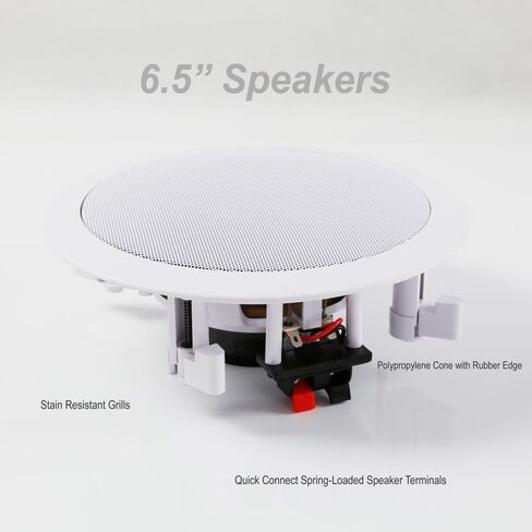 Pyle Pair 6.5" Flush Mount In-wall In-ceiling 2-Way Home Speaker System (PDIC1661RD) White and Pyle Wireless Bluetooth Stereo Power Amplifier in Saudi Arabia