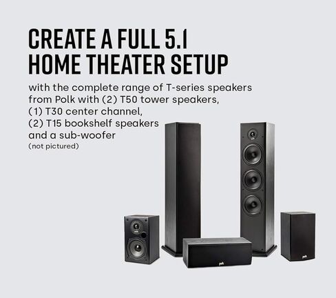 Polk Audio T Series 3 Channel Home Theater Bundle | Includes One (1) T30 Center Channel & Two (2) T50 Tower Speakers | Dolby and DTS Surround in Kuwait