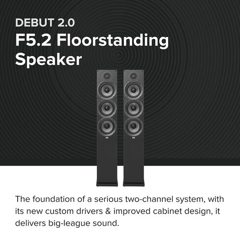 ELAC Debut 2.0 F5.2 Floorstanding Tower Speaker - (Each) Black in Saudi Arabia