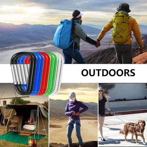 10 Pack Carabiner Clip Aluminium D-Ring Carabiner Multi-Coloured Carabiner Hooks for Camping, Hiking, Backpacking or Other Outdoor Activities in Saudi Arabia