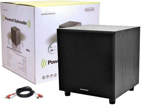 Monoprice 60-Watt Powered Subwoofer - 8 Inch With Auto-On Function, For Studio And Home Theater Black in Saudi Arabia