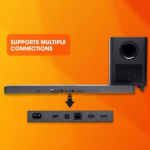 جيه بي ال بار 5.1 - ساوند بار مع محيط افتراضي مدمج، 4 كيه ومضخم صوت لاسلكي 10 بوصة (JBL2GBAR51IMBLKAM)، أسود in Kuwait