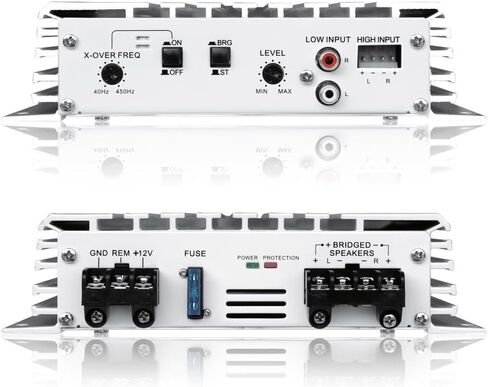 Pyle 2.1 Bluetooth Marine Amplifier Receiver - Waterproof 4 Channel Wireless Bridgeable Audio Amp for Stereo Speaker with 400W Power Dual MOSFET Supply, GAIN Level & LED Indicator, Black - PLMRA410BT in Kuwait