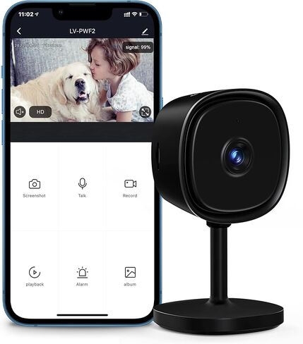 كاميرا LaView الأمنية بدقة 2K، كاميرات رؤية ليلية واضحة لأمن المنزل في الداخل، متوافقة مع Alexa، كشف الحركة، صوت ثنائي الاتجاه، تخزين سحابي/فتحة SD in Kuwait