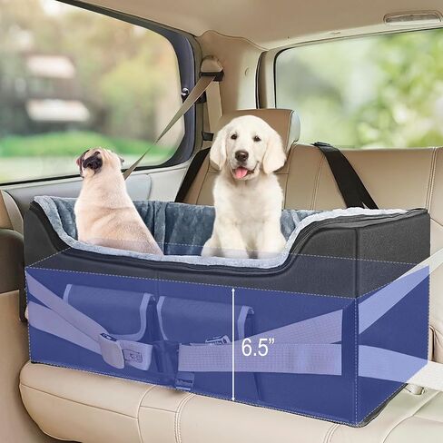 INFANZIA Dog Car Booster Seat, Elevated Pet Car Seats for Medium or 2 Small Dogs with Storage Pockets, Washable Lookout Puppy Travel Car Seat with Safety Leash for Front Back Seats in Saudi Arabia